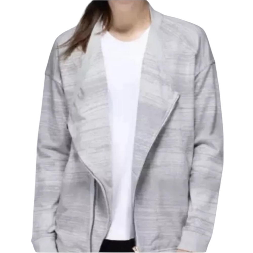 Lululemon Athletica size 12 gray asymmetrical zip front jacket “ The Mula”